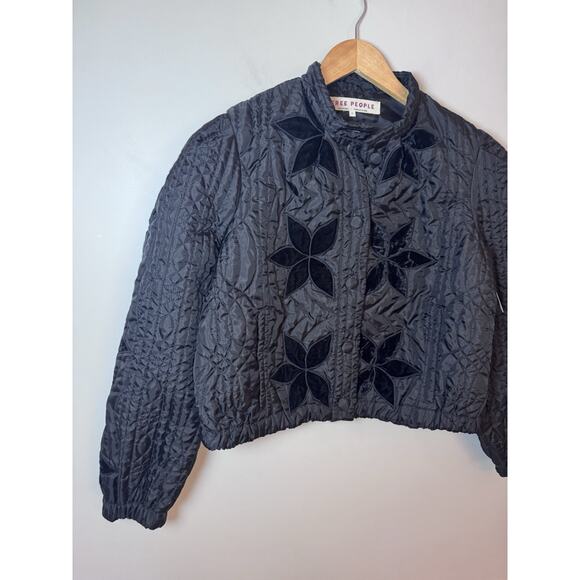 Free people Quinn Black Floral Embroidered Quilted Jacket S NWT $198 - Picture 13 of 16